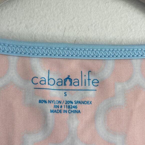 Cabana Life 1/4 button up printed swim beach sun rash guard sz S - Picture 5 of 6